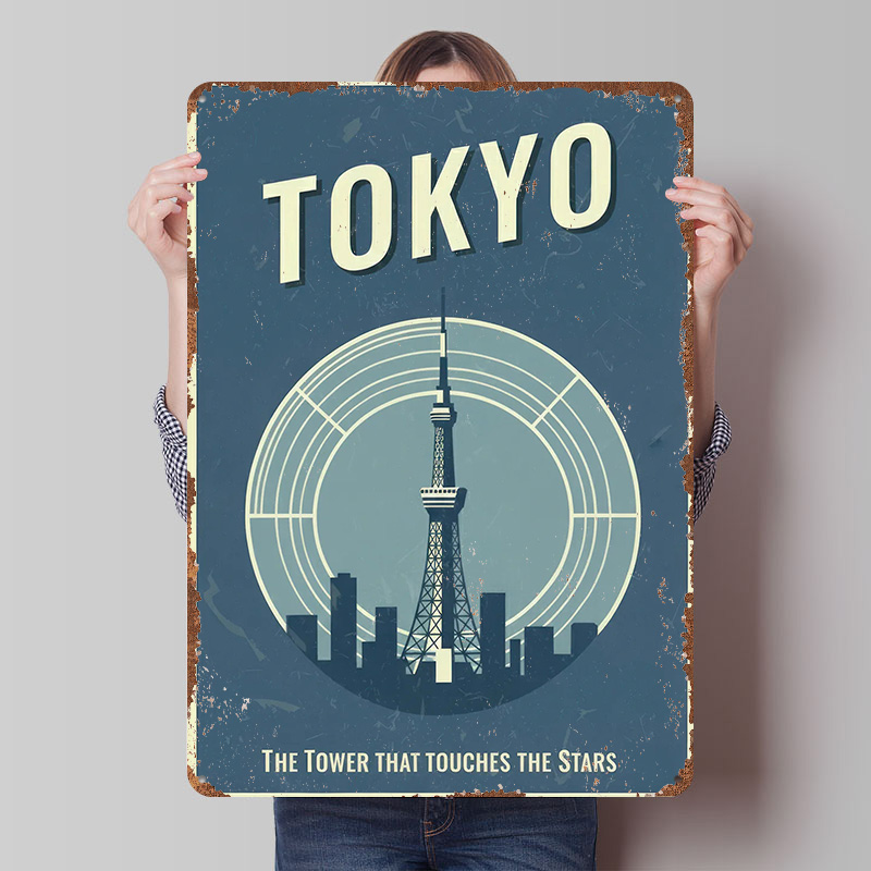 Retro Gaming Tokyo - 도쿄 타워 빈티지 여행 프린트 포스터