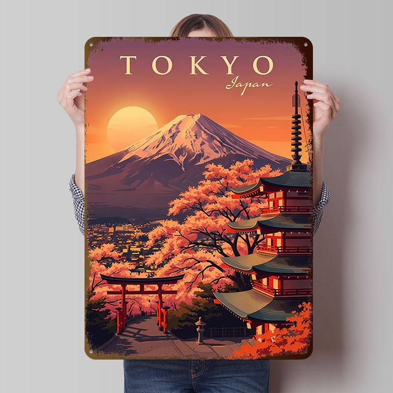 Retro Gaming Tokyo - 도쿄 일본 빈티지 여행 메탈 포스터