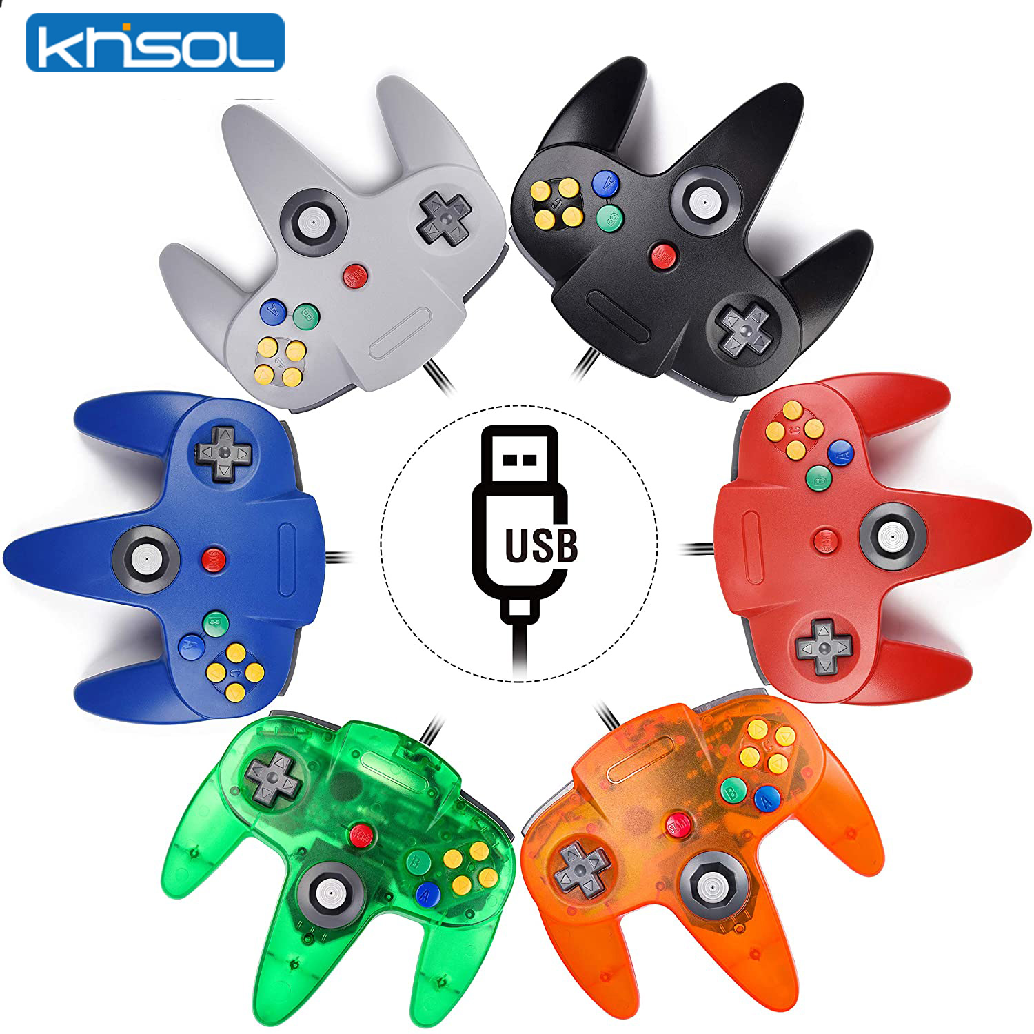 Retro Gaming Emulator Console - N64 컨트롤러 클래식 USB 유선 원격