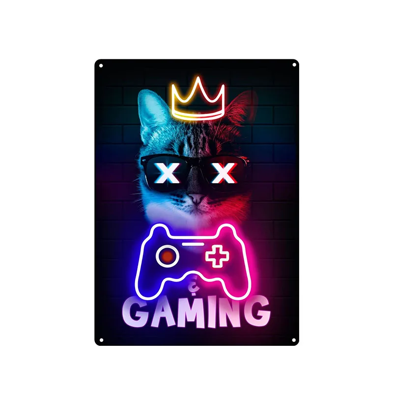 게이밍 고양이 금속 사인 야만인 게이머 빈티지 주석 포 - Retro Gaming Cafe 리뷰 및 가격