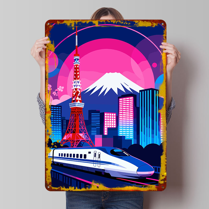 도쿄 도시 풍경과 초고속 열차 포스터, 맞춤형 벽 장식 - Retro Gaming Tokyo 리뷰 및 가격