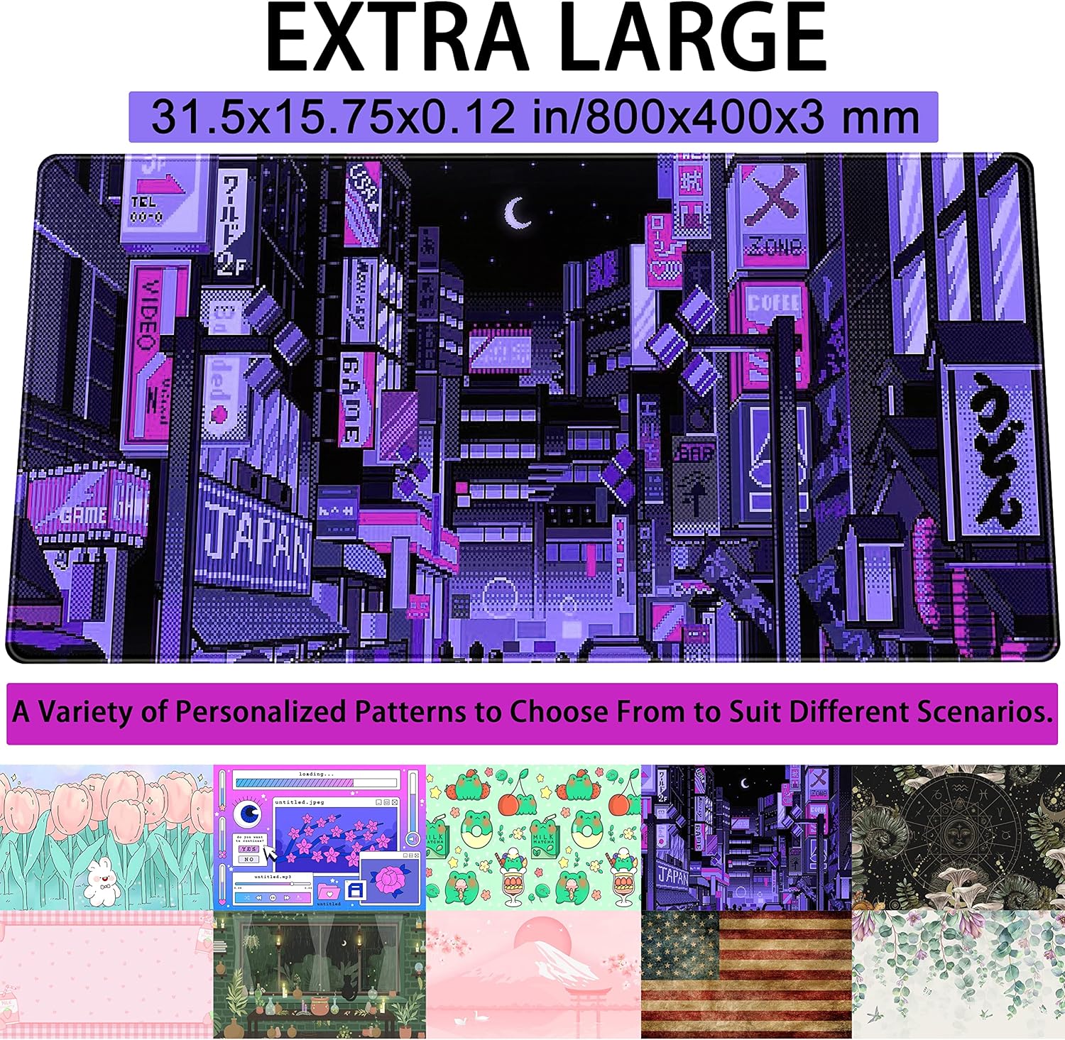 도쿄 스트리트 퍼플 네온 픽셀 마우스 패드 – 게임 및 - Retro Gaming Tokyo 리뷰 및 가격