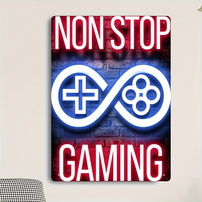 레트로 금속 양철 벽 장식 플라크 - 네온 '논스톱 게 - Retro Gaming Cafe 리뷰 및 가격